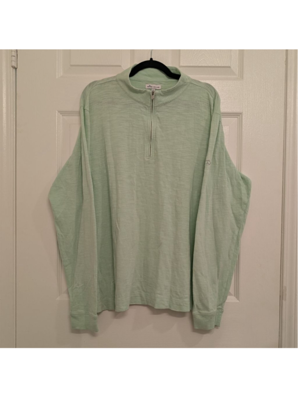 Peter Millar Quarter Zip Long Sleeve Shirt XL Green Lightweight Golf 100% Cotton